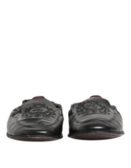 Dolce & Gabbana Black Leather Slip On Men Flat Loafers Shoes
