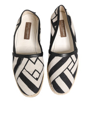 Dolce & Gabbana Black White Stripes Flat Espadrille Shoes