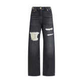 Versace Black Cotton Relaxed Fit Jeans