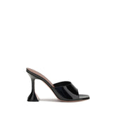 Amina Muaddi Black Calf Leather Bos Taurus Platform Sandals
