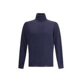 Brunello Cucinelli Blue Fleece Wool Turtleneck