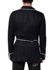 Dolce & Gabbana Dark Blue DG Embroidery Jacket Robe Blazer