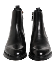 Dolce & Gabbana Black Chelsea Leather Mid Calf Boots Shoes