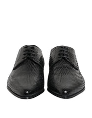 Dolce & Gabbana Black Exotic Leather Lace Up Derby Shoes