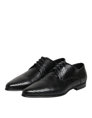 Dolce & Gabbana Black Exotic Leather Lace Up Derby Shoes