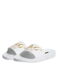 Dolce & Gabbana White Leather Slides Sandals Beachwear Shoes