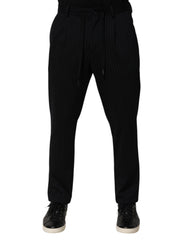 Dolce & Gabbana Black Stripes Viscose Skinny Dress Men Pants