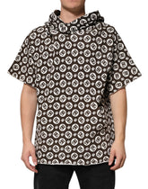 Dolce & Gabbana Brown White DG Logo Short Hoodie Sweater