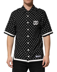 Dolce & Gabbana Black Polka Dot Short Sleeves Collared Polo T-shirt