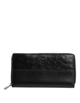 Dolce & Gabbana Black Leather DG Plaque Zip Around Continental Wallet