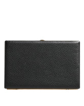 Dolce & Gabbana Black Leather Gold Frame Clutch Evening Party Purse Bag