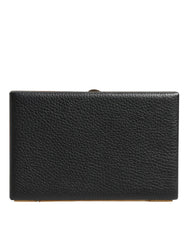 Dolce & Gabbana Black Leather Gold Frame Clutch Evening Party Purse Bag
