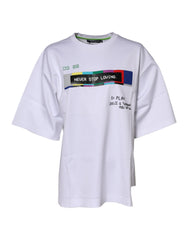 Dolce & Gabbana White Cotton Printed Short Sleeves T-shirt