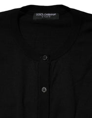 Dolce & Gabbana Black Wool Knit Round Neck Cardigan Sweater