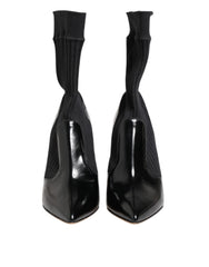 Dolce & Gabbana Black Stretch Stilettos Booties Socks Shoes
