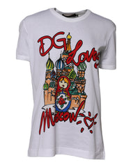 Dolce & Gabbana White DG Loves Moscow Cotton Crew Neck T-shirt