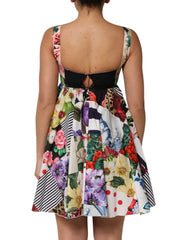 Dolce & Gabbana Multicolor Patchwork Cotton AlineMini Dress