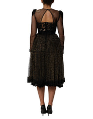 Dolce & Gabbana Black Crystal Heart Embellished A-line Dress