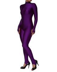 Dolce & Gabbana Purple Nylon Turtleneck Bodycon Jumpsuit Dress