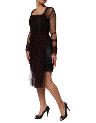 Dolce & Gabbana Black Lace Trim Long Sleeve Sheath Mini Dress