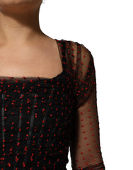 Dolce & Gabbana Black Lace Trim Long Sleeve Sheath Mini Dress
