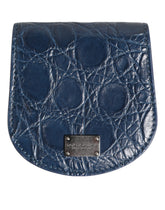 Dolce & Gabbana Blue Exotic Skin Coin Condom Case Holder Pocket Wallet