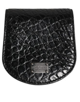 Dolce & Gabbana Black Exotic Skin Coin Condom Case Holder Pocket Wallet