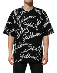 Dolce & Gabbana Black Logo Print Cotton Crew Neck T-shirt