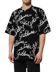 Dolce & Gabbana Black Logo Print Cotton Crew Neck T-shirt