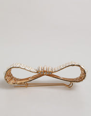 Dolce & Gabbana Gold Tone Brass Bow Crystal FauxPearl Embellished Brooch