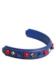 Dolce & Gabbana Blue Embellished Leather Bag Handle Women Shoulder Strap