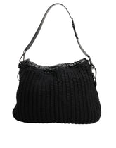 Dolce & Gabbana Black Cashmere Knitted Leather Shoulder Women Borse Bag