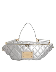 Dolce & Gabbana Silver Quilted Filled Crossbody Shoulder Bag SICILY Bag
