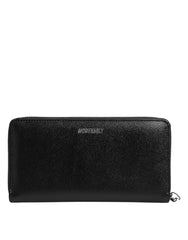 Dolce & Gabbana Black Leather #DGFAMILY Zipper Continental Mens Wallet