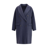 Brunello Cucinelli Blue Cashmere Coat