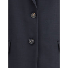 Brunello Cucinelli Blue Fleece Wool Blazer