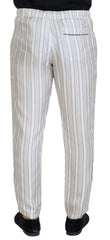 Dolce & Gabbana White Stripes Silk Lounge Trouser Pants