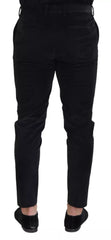 Dolce & Gabbana Black Stretch Cotton Slim Trousers Chino Pants