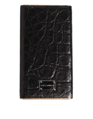 Dolce & Gabbana Black Leather Exotic Skin 3000mAh Power Bank Charger USB