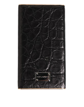 Dolce & Gabbana Black Leather Exotic Skin 3000mAh Power Bank Charger USB