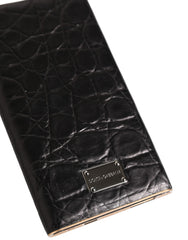 Dolce & Gabbana Black Leather Embossed Exotic 3000mAh Power Bank Charger USB