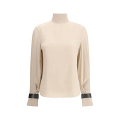 Brunello Cucinelli Beige Silk Blouse
