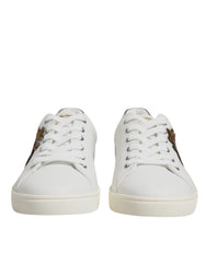 Dolce & Gabbana White Silver Sacred Heart Men Sneakers Shoes