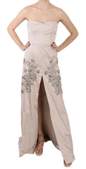 Dolce & Gabbana Beige Sequined Flower Flare Ball Gown Dress