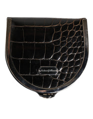 Dolce & Gabbana Black Polished Crocodile Leather Mens Coin Purse Wallet