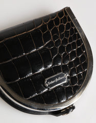 Dolce & Gabbana Black Polished Crocodile Leather Mens Coin Purse Wallet