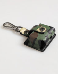Dolce & Gabbana Multicolor Camouflage Leather Metal Accessory Airpods Case