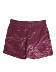 Dolce & Gabbana Burgundy Polyester Logo Embossed Crest Swimwear