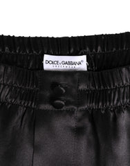 Dolce & Gabbana Black Silk Satin Elastic Men Boxer Short Swimwear