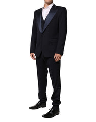 Dolce & Gabbana Black 3 Piece Wool Silk Blend Suit SICILIA